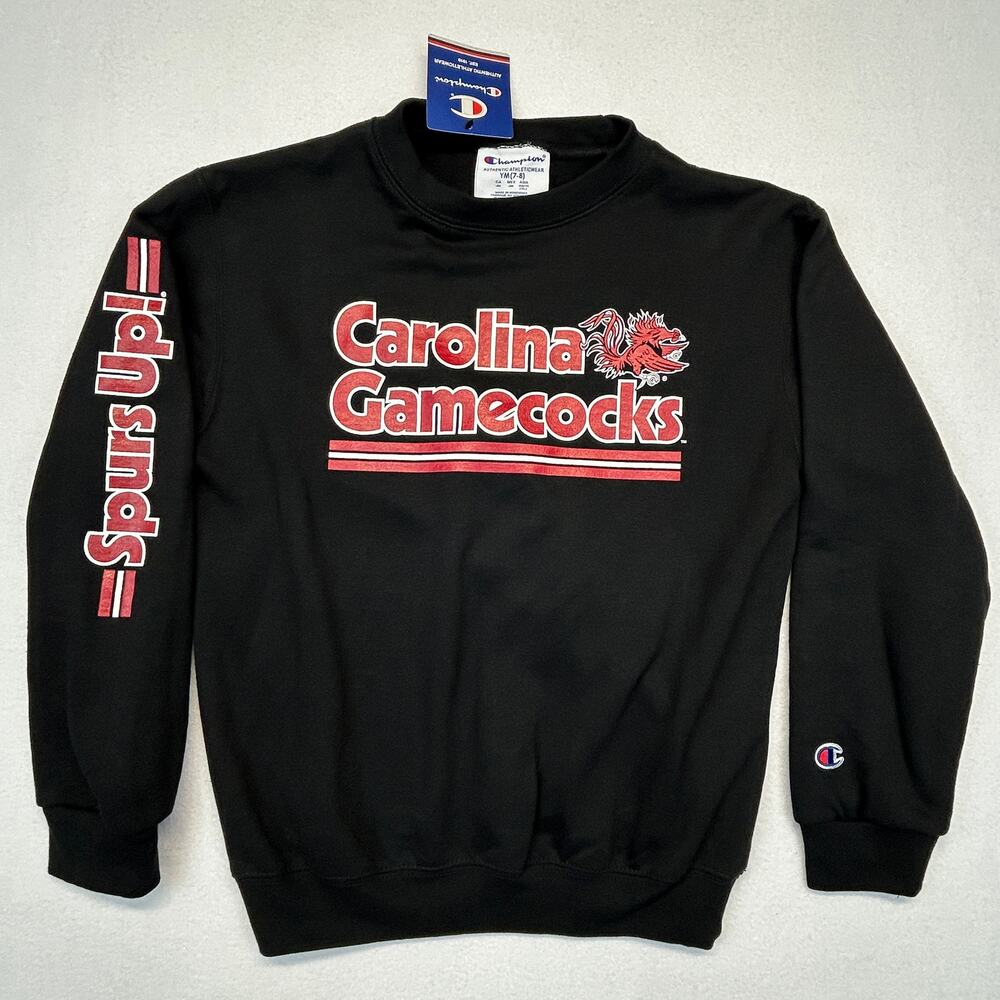 South Carolina Gamecocks Sweatshirt Kids YM (7-8) Champion Black Spurs Up SC NWT